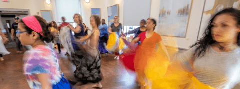 Dancers in colorful dresses